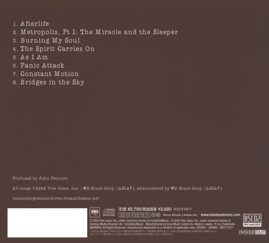New DREAM THEATER LOST NOT FORGOTTEN ARCHIVES LIVE AT WACKEN  JAPAN BLU-SPEC CD