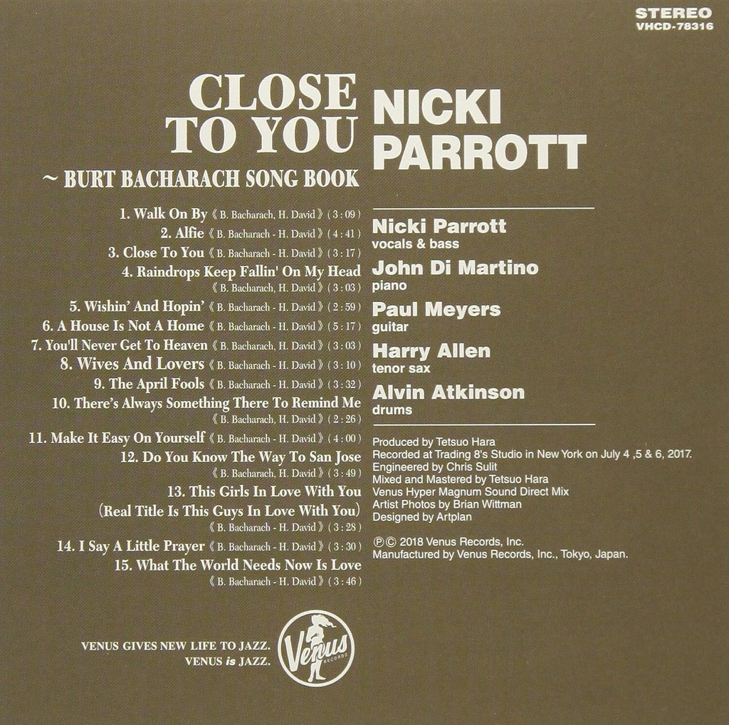 New Nicki Parrott Jazz CD Close To You - Burt Bacharach Song Book Paper OBI S