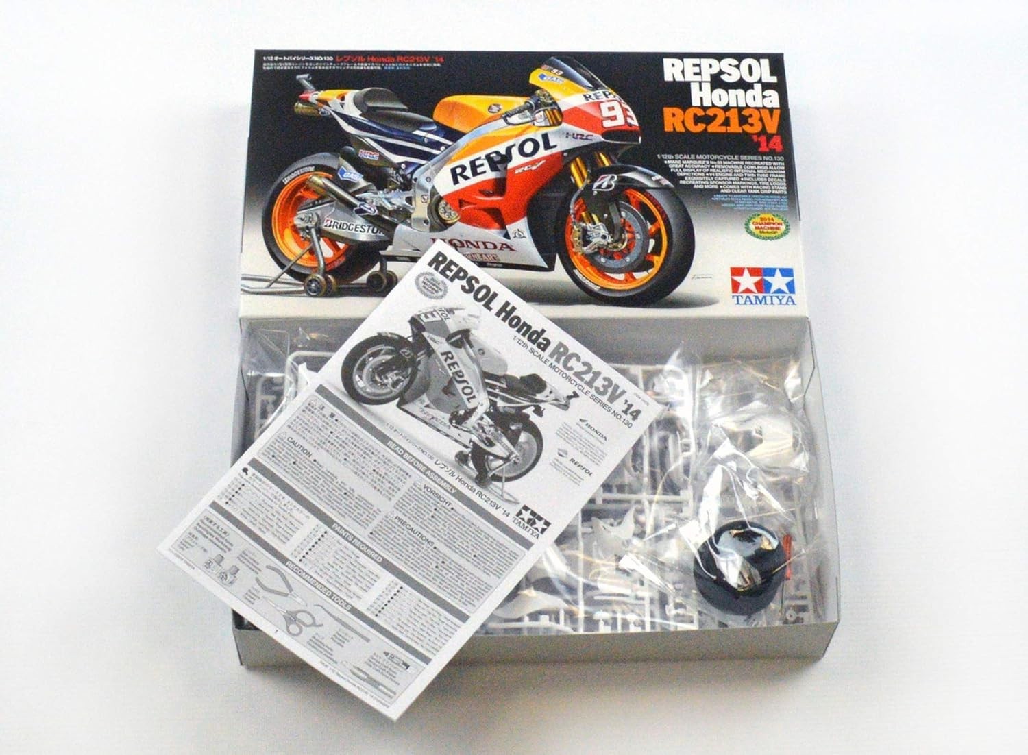 Tamiya 14130 1/12 Scale Model Kit Repsol Honda RC213V 14 GP Champion Marquez JP