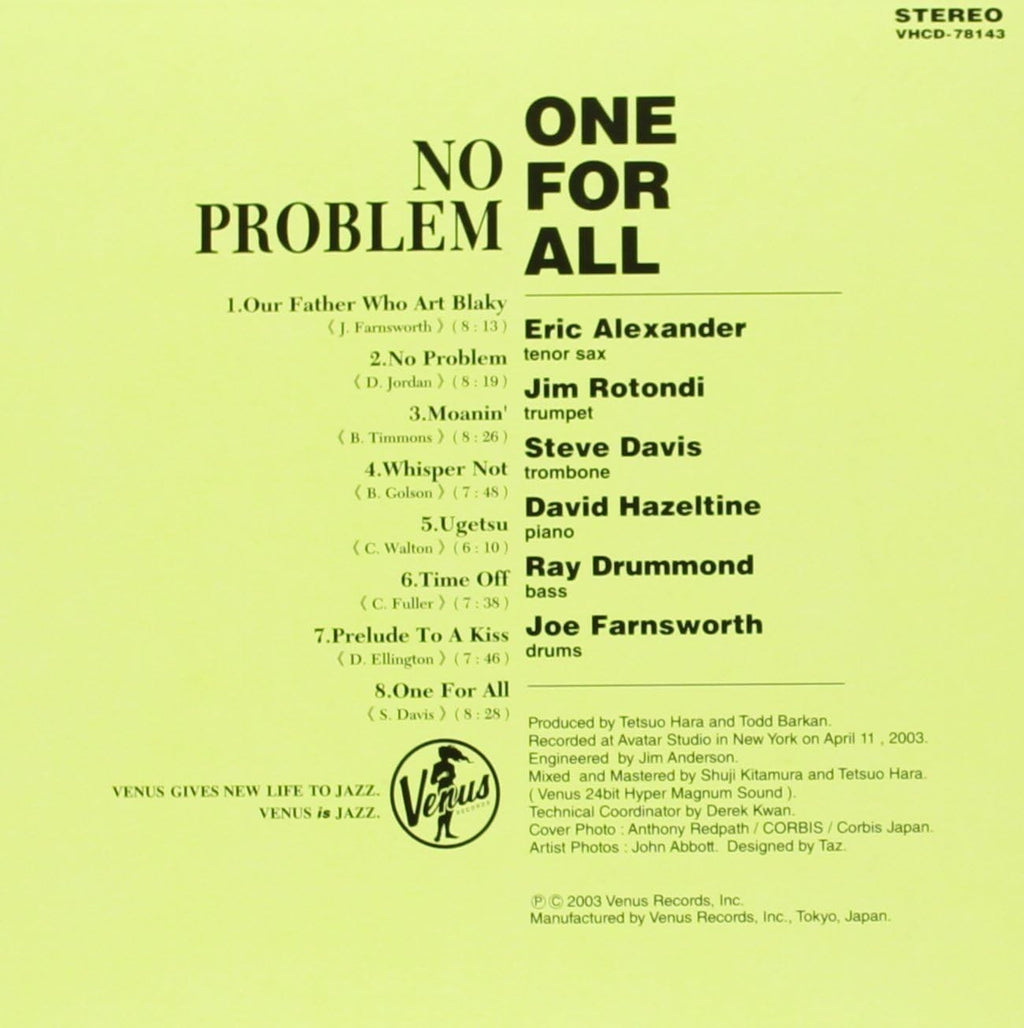 CD New One For All Jazz  No Problem Paper Sleeve Japan OBI