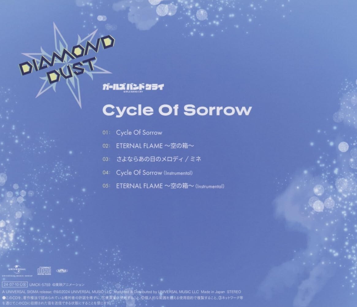 New GIRLS BAND CRY DIAMOND DUST Cycle Of Sorrow CD UMCK-5759