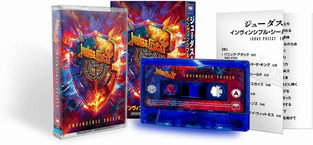 New Judas Priest Invincible Shield CLEAR BLUE Cassette Tape + PROMO BIG COVER
