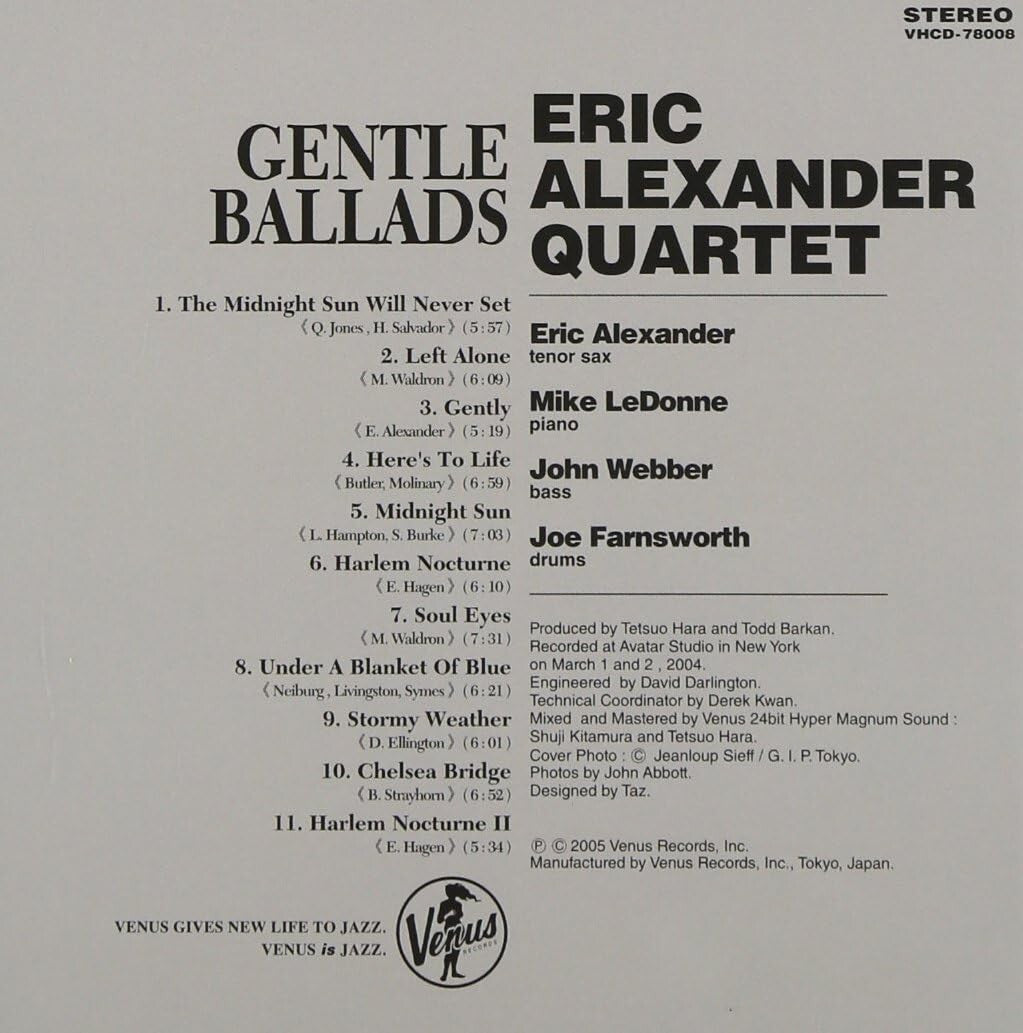 Eric Alexander Quartet CD Gentle Ballads Paper Sleeve Japan OBI New