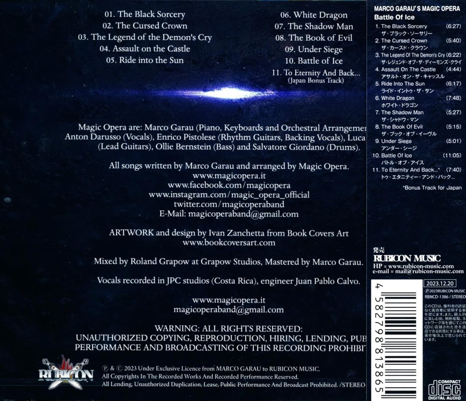 Marco Garaus Magic Opera Battle Of Ice Japan Music CD Bonus Track New