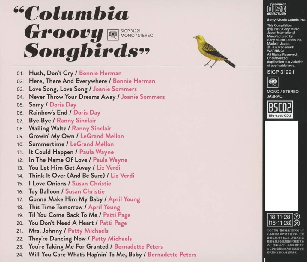 Various Artists Columbia Records Groovy Songbirds Japan Music CD New