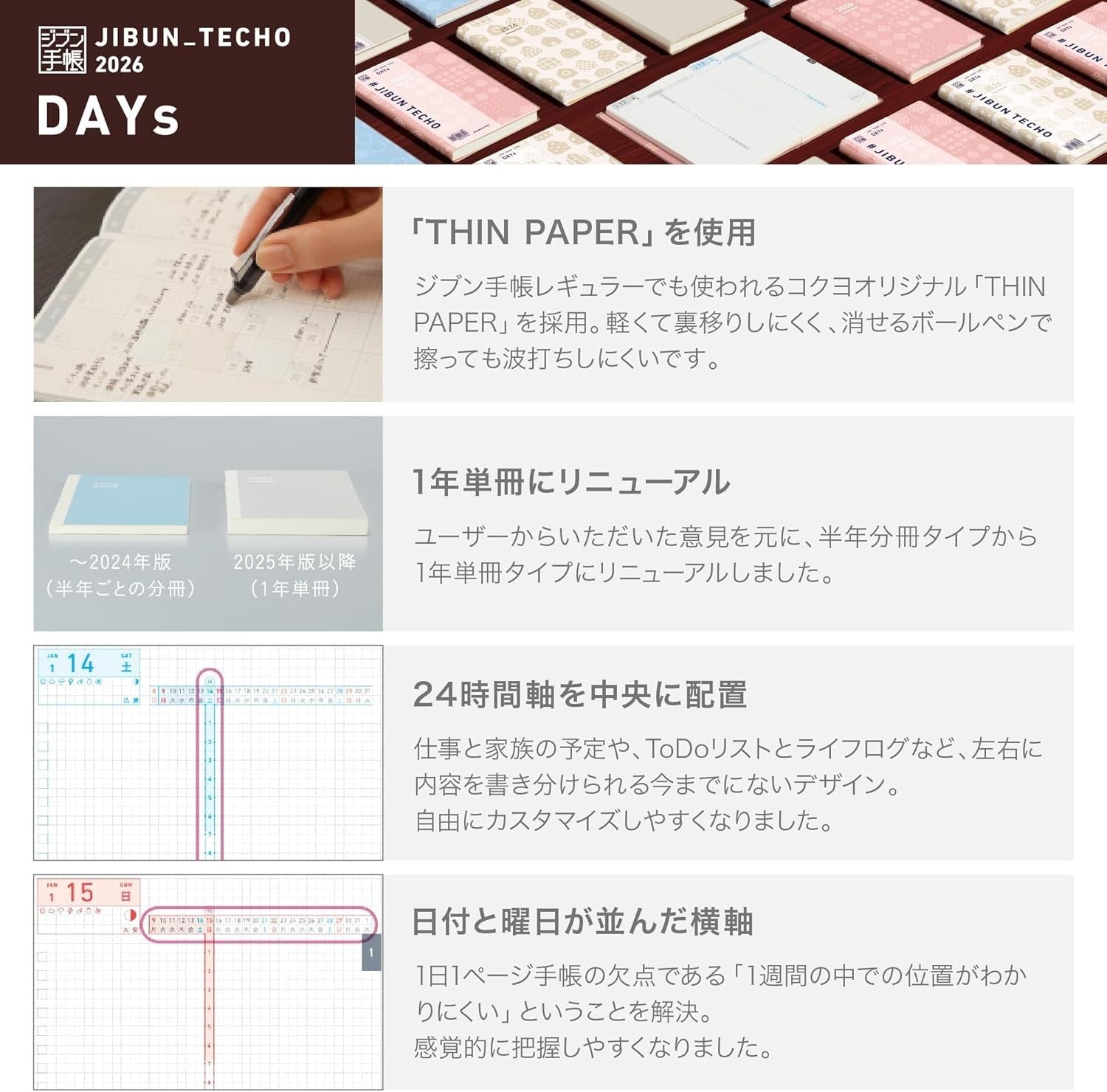 Kokuyo Jibun Techo DAYs mini 2026 Monthly Daily Planner B6 Slim with Limited NEW
