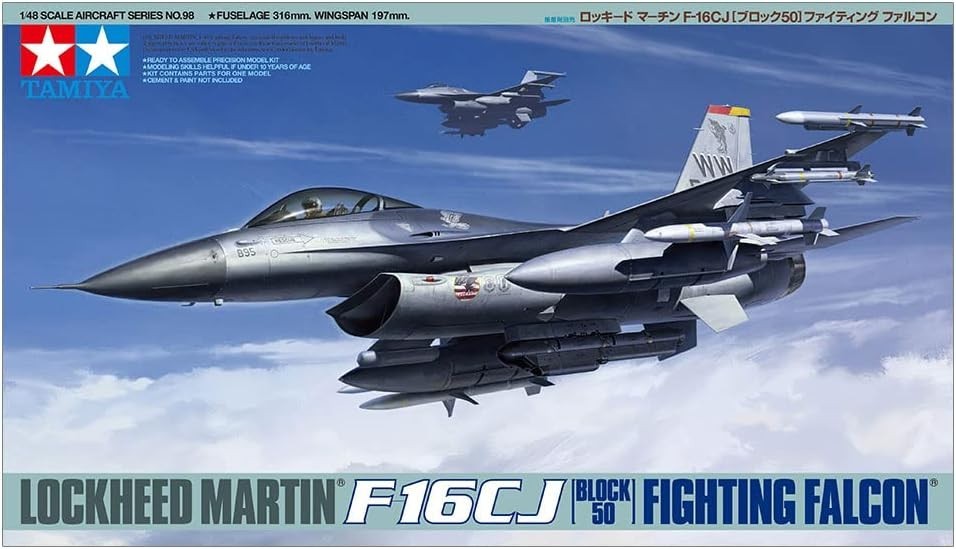 Tamiya 61098 1/48 Lockheed Martin F-16CJ Plastic Model Airplane Kit NEW