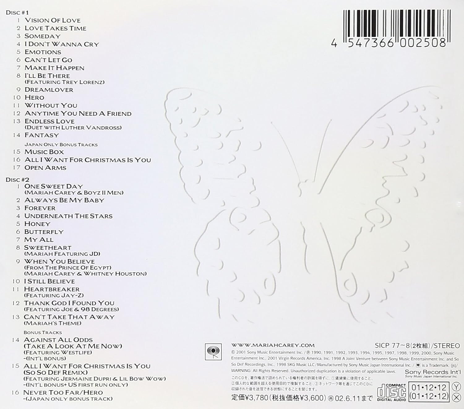 Mariah Carey: Greatest Hits CD (2-Disc Set, 2001) From JAPAN NEW