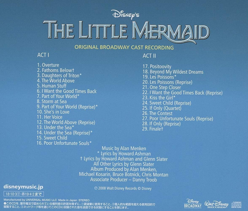 CD Alan Menken -The Little Mermaid Broadway Musical Edition- from Japan New