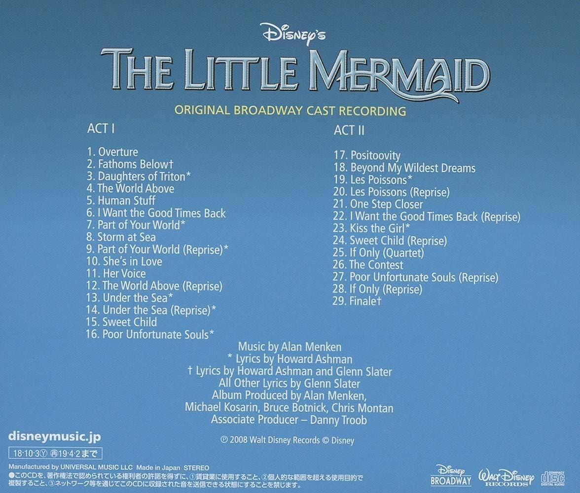 CD Alan Menken -The Little Mermaid Broadway Musical Edition- from Japan New