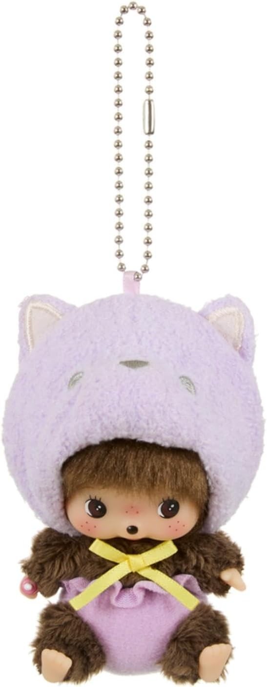 Sekiguchi Monchhichi Plush Toy Animal Babychichi SS Large Face Keychain Cat NEW