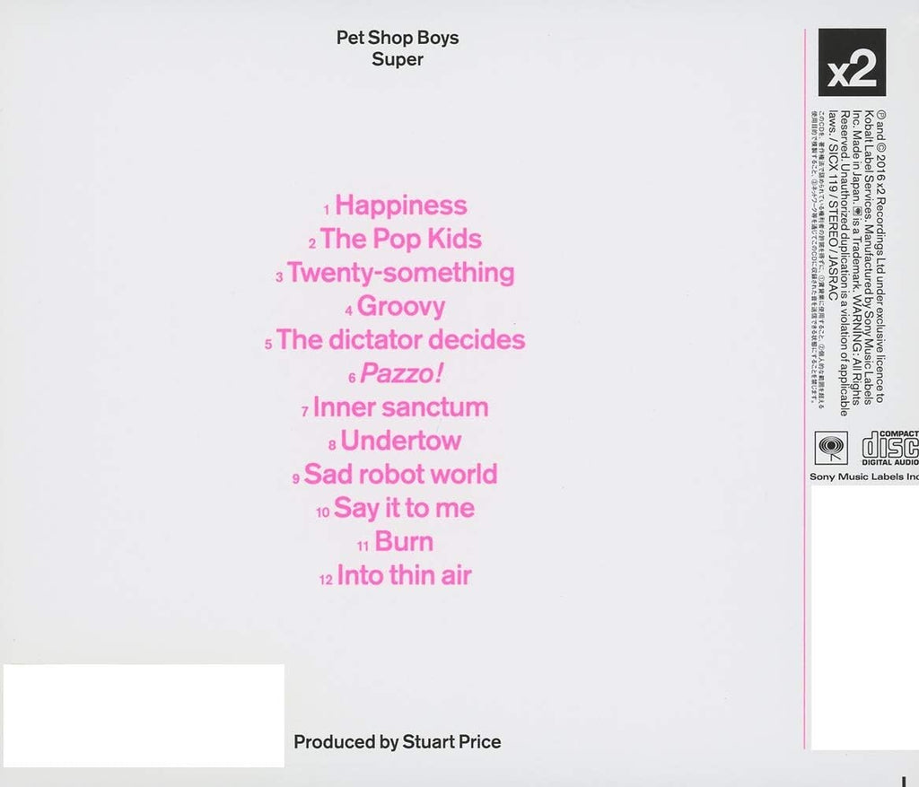 New Pet Shop Boys Super (limited edition) Japan Music CD