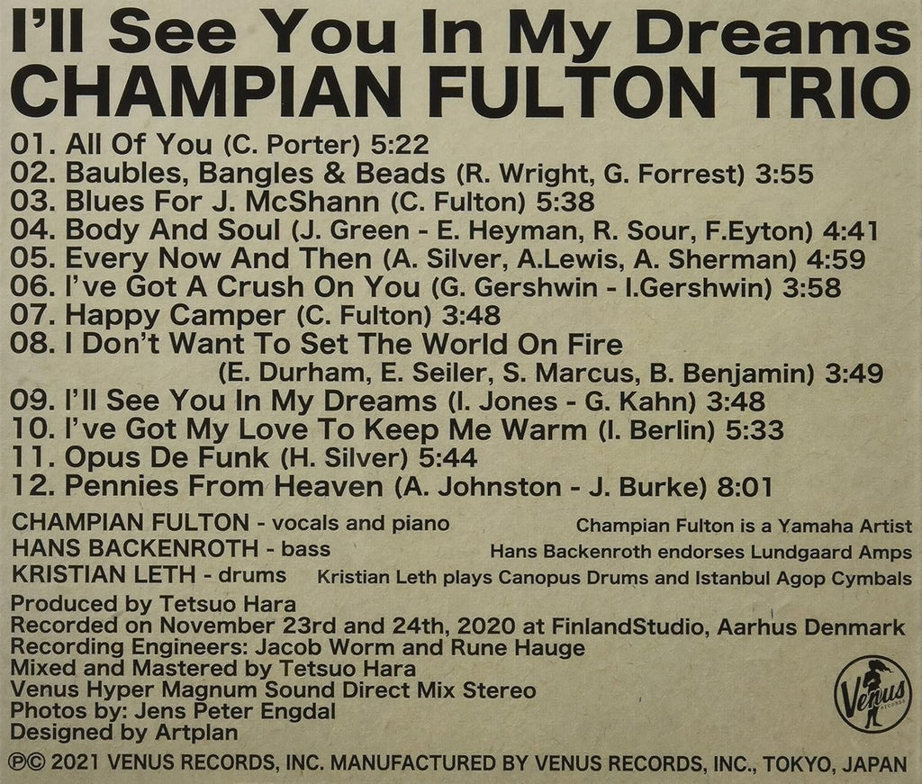 CD New Champian Fulton Trio I’ll See You In My Dreams Japan OBI E
