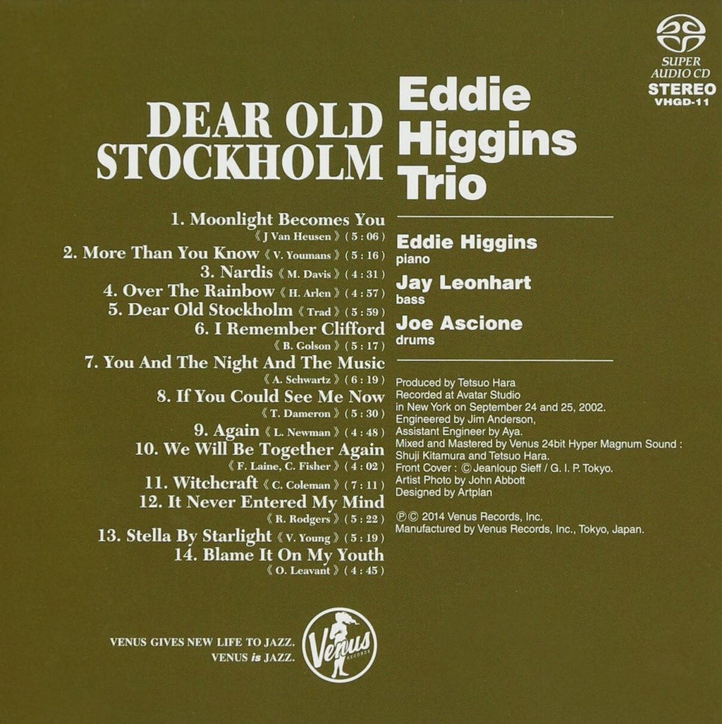 Eddie Higgins Trio Jazz SACD Dear Old Stockholm Digipak Japan OBI New