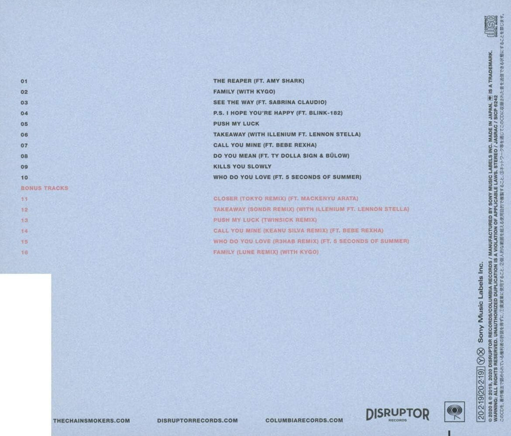 New The Chainsmokers World War Joy Japan Music CD Bonus Tracks