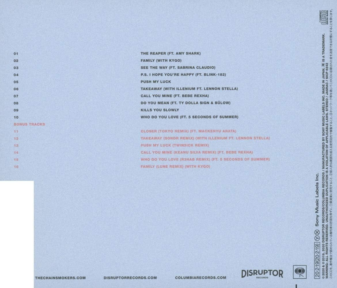 New The Chainsmokers World War Joy Japan Music CD Bonus Tracks