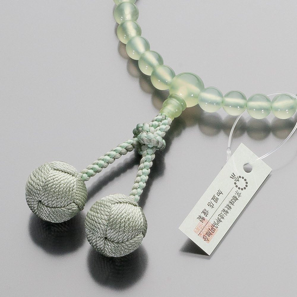 [Butsudanya Takita Shoten] Womens rosary green onyx 7mm beads pure silk NEW