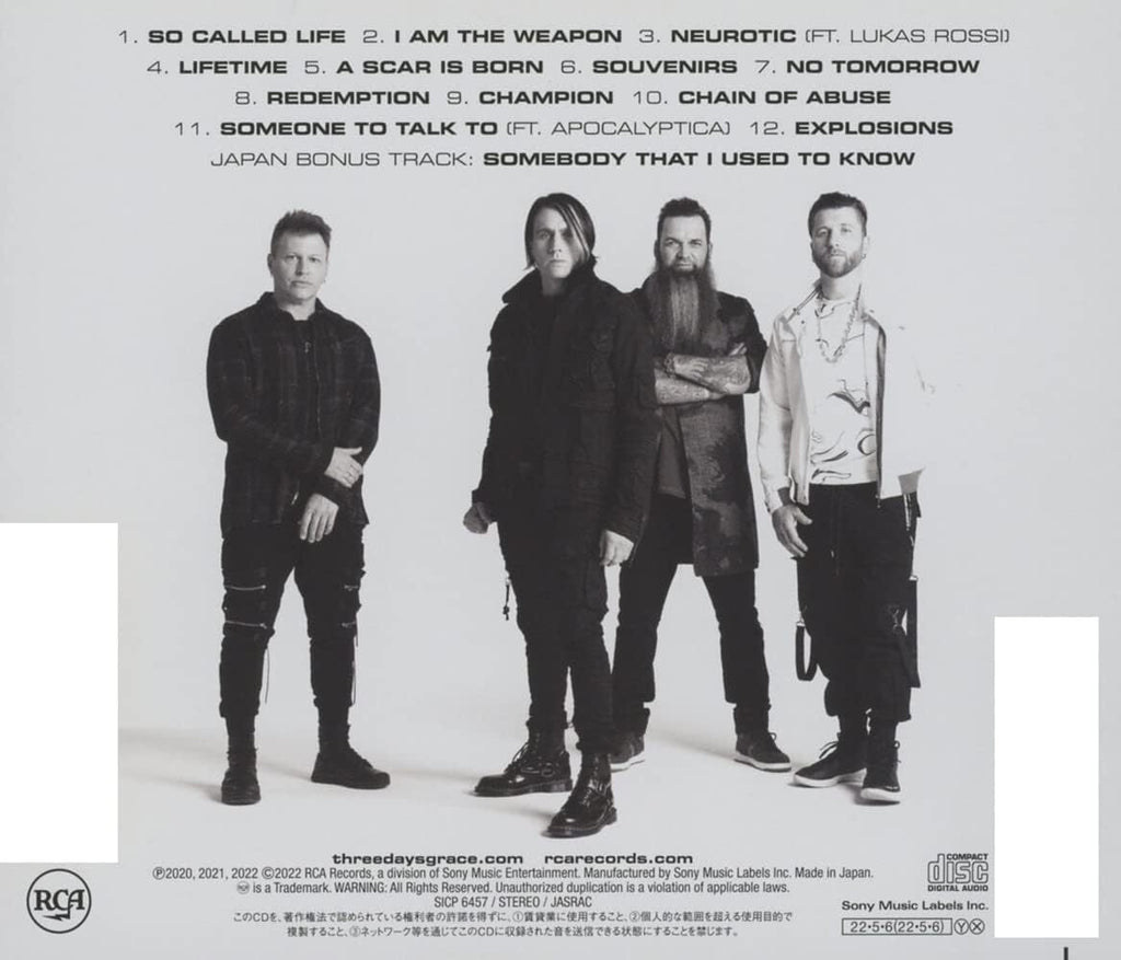 New THREE DAYS GRACE EXPLOSIONS WITH BONUS TRACK JAPAN CD