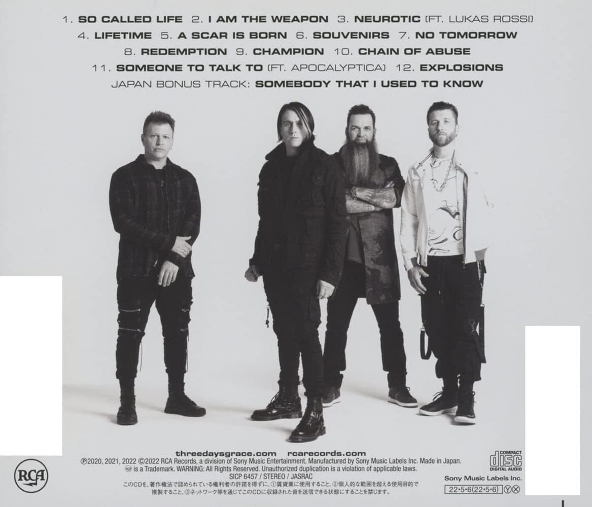 New THREE DAYS GRACE EXPLOSIONS WITH BONUS TRACK JAPAN CD