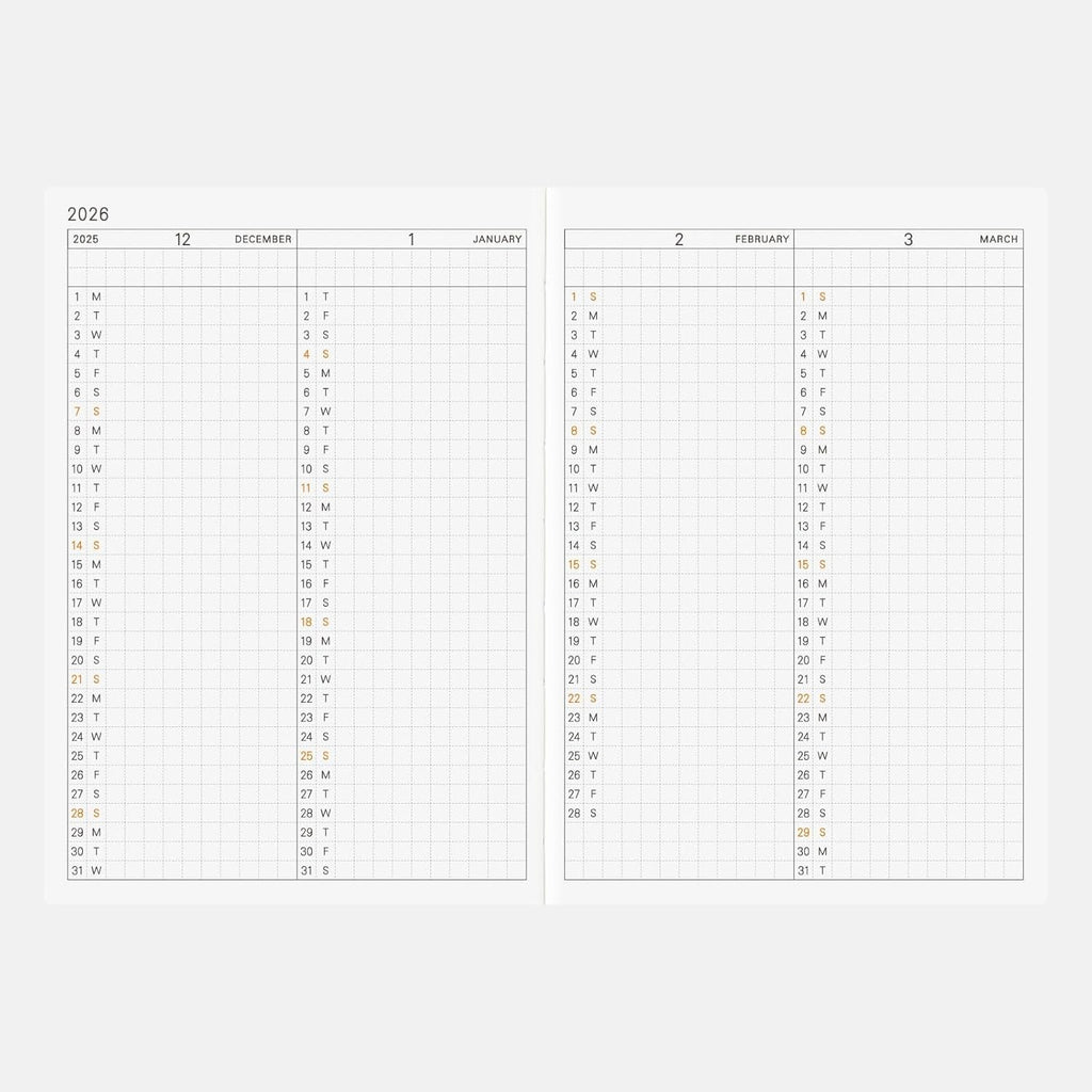 Hobonichi Techo 2026 Planner [A6/1 page per day/English/January/Monday start