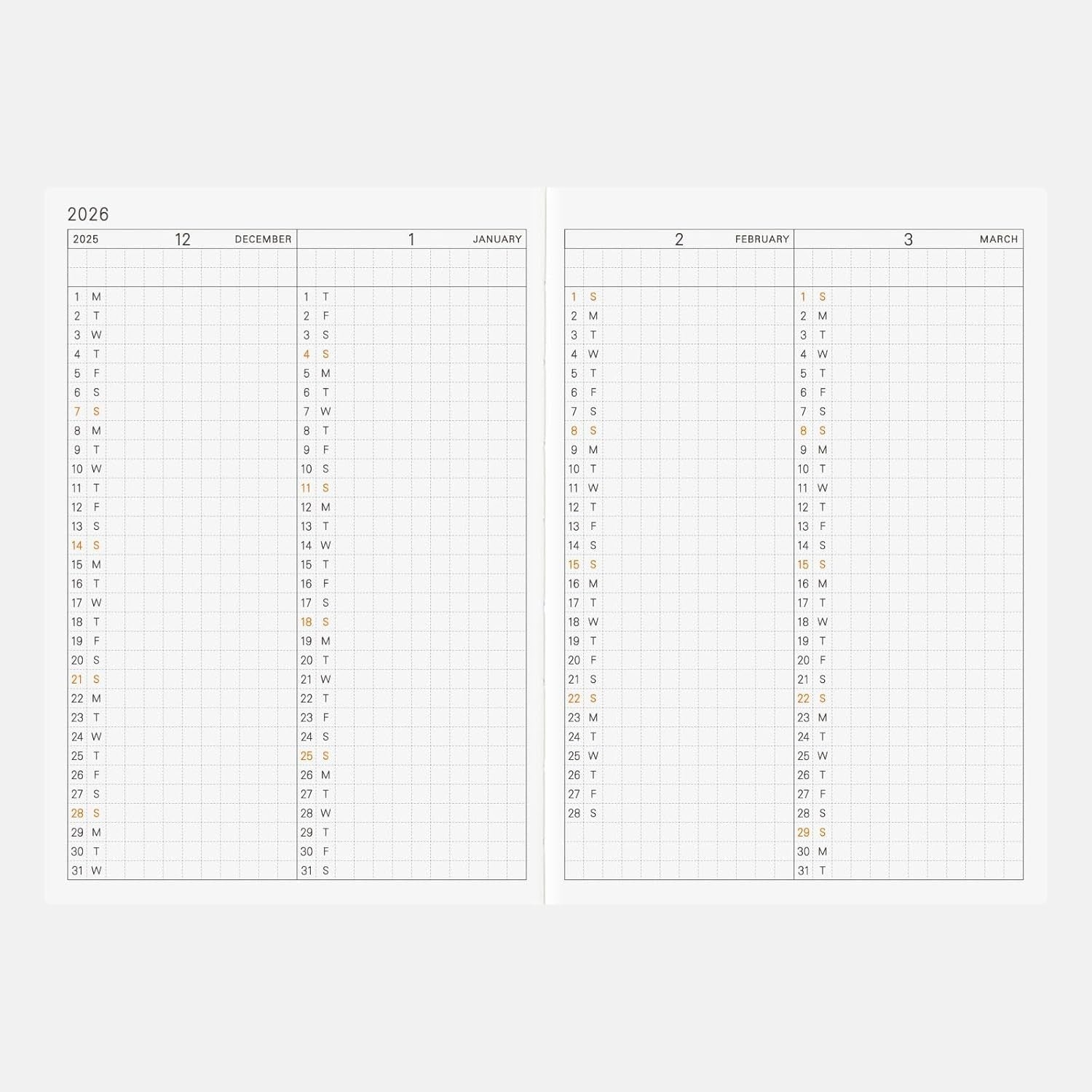 Hobonichi Techo 2026 Planner [A6/1 page per day/English/January/Monday start
