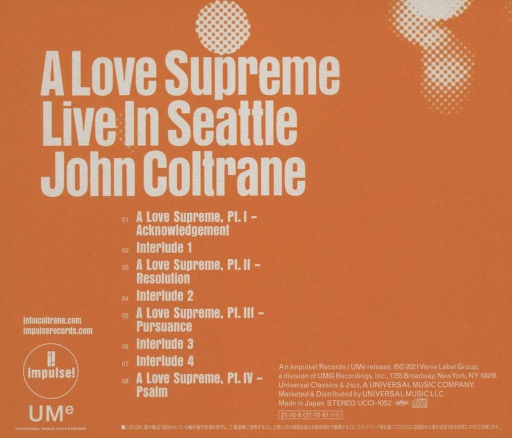 John Coltrane CD (SHM-CD) A Love Supreme (Live In Seattle) Japan OBI NEW