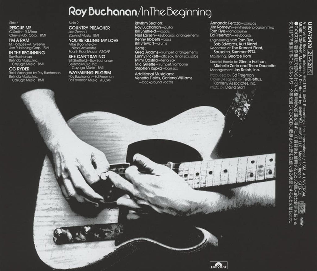 ROY BUCHANAN In The Beginning JAPAN CD NEW