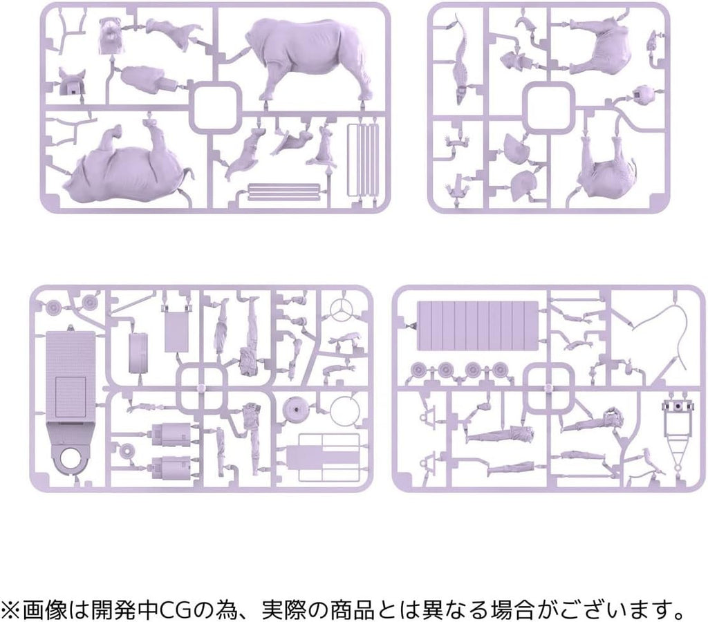 Kaiyodo Art Plastic ART PLA Zookeeper and White Rhino Set Unpainted New
