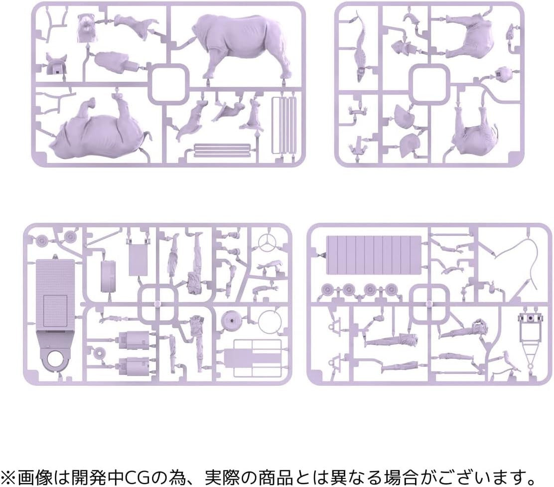 Kaiyodo Art Plastic ART PLA Zookeeper and White Rhino Set Unpainted New
