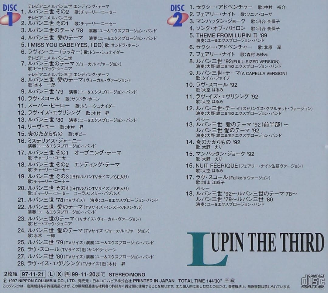 New OST Original Soundtrack Lupin The 3rd Theme History Japan