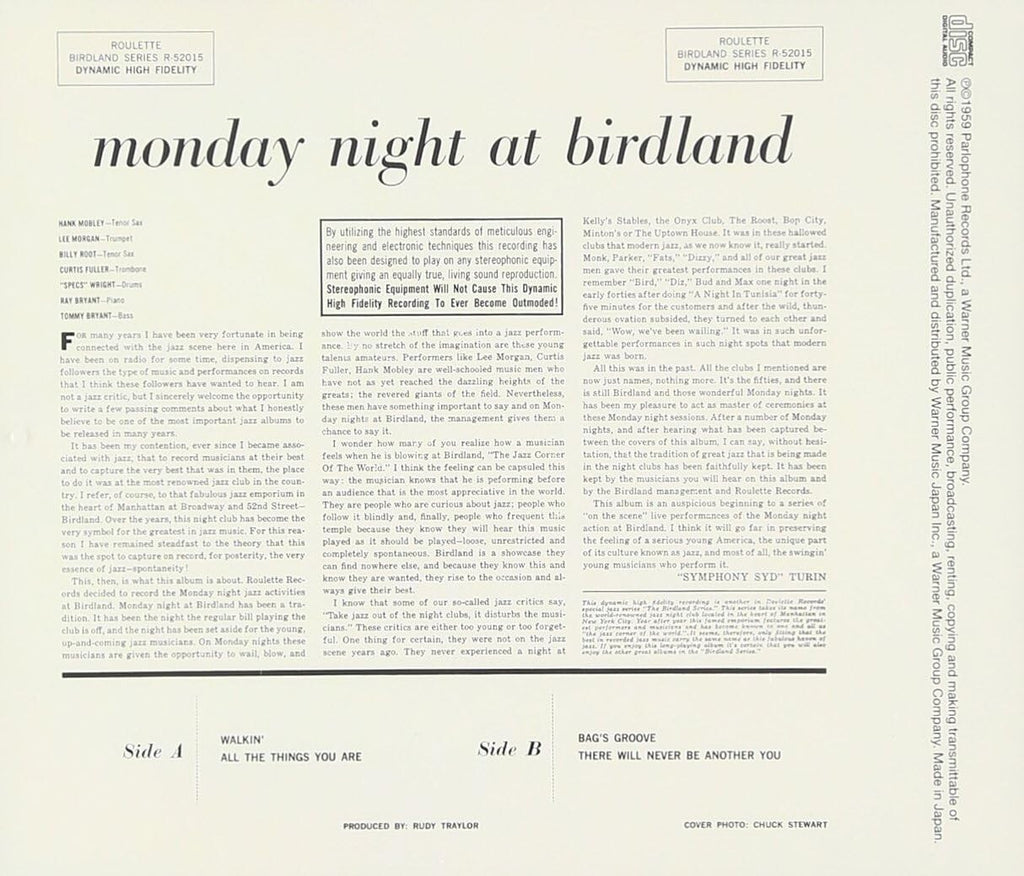 Lee Morgan Live CD (SHMCD) Monday Night At Birdland” 1958 Japan NEW