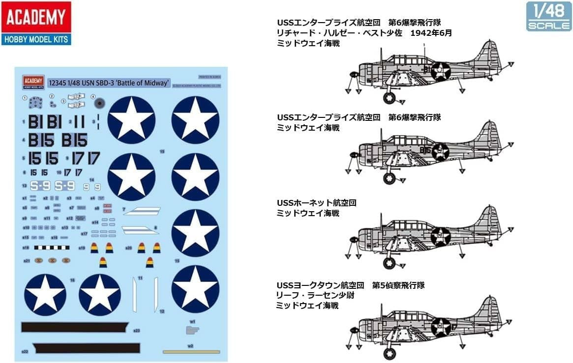 Academy 12345 1/48 US Navy SBD-3 Dauntless  Operation Midway Plastic Model NEW