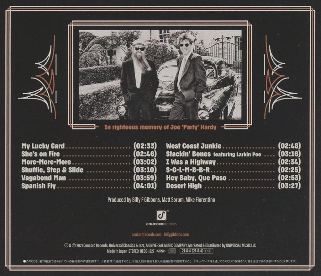 New BILLY F GIBBONS HARDWARE ZZ TOP JAPAN SHM CD