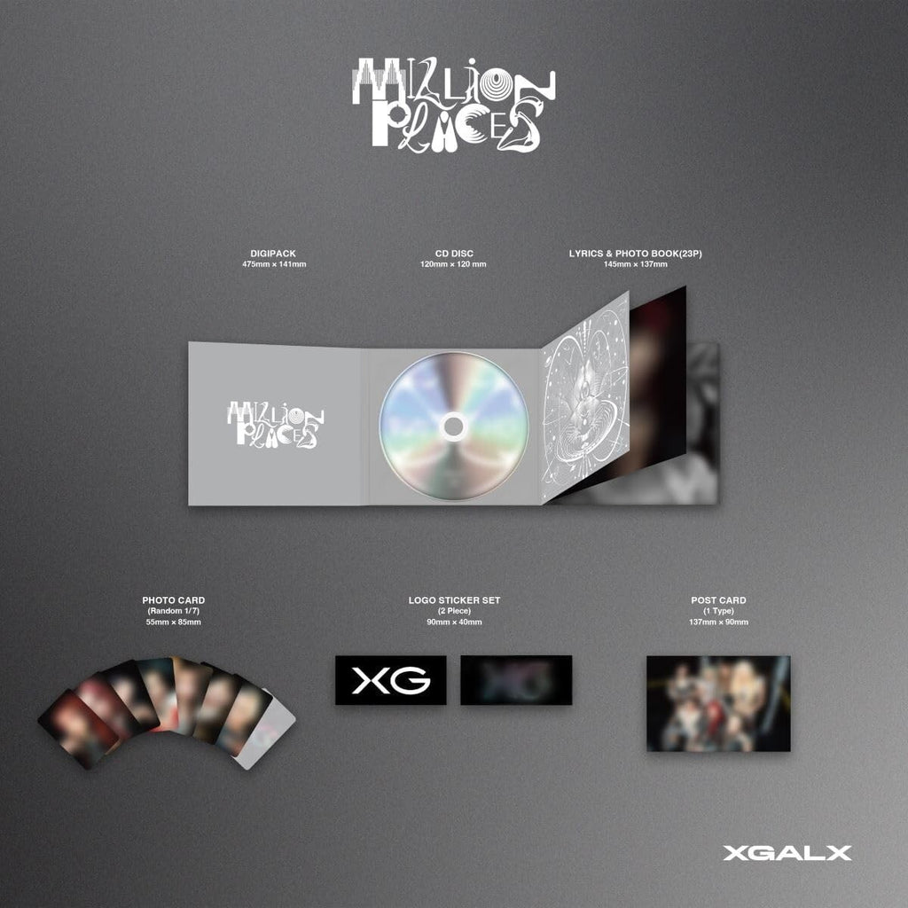 CD XG MILLION PLACES First Limited  Edition Photobook+Postcard+Sticker+Photocard
