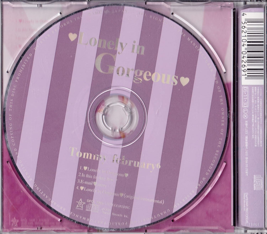 Tommy february6 Lonely in Gorgeous Single CD Japan Edition NEW