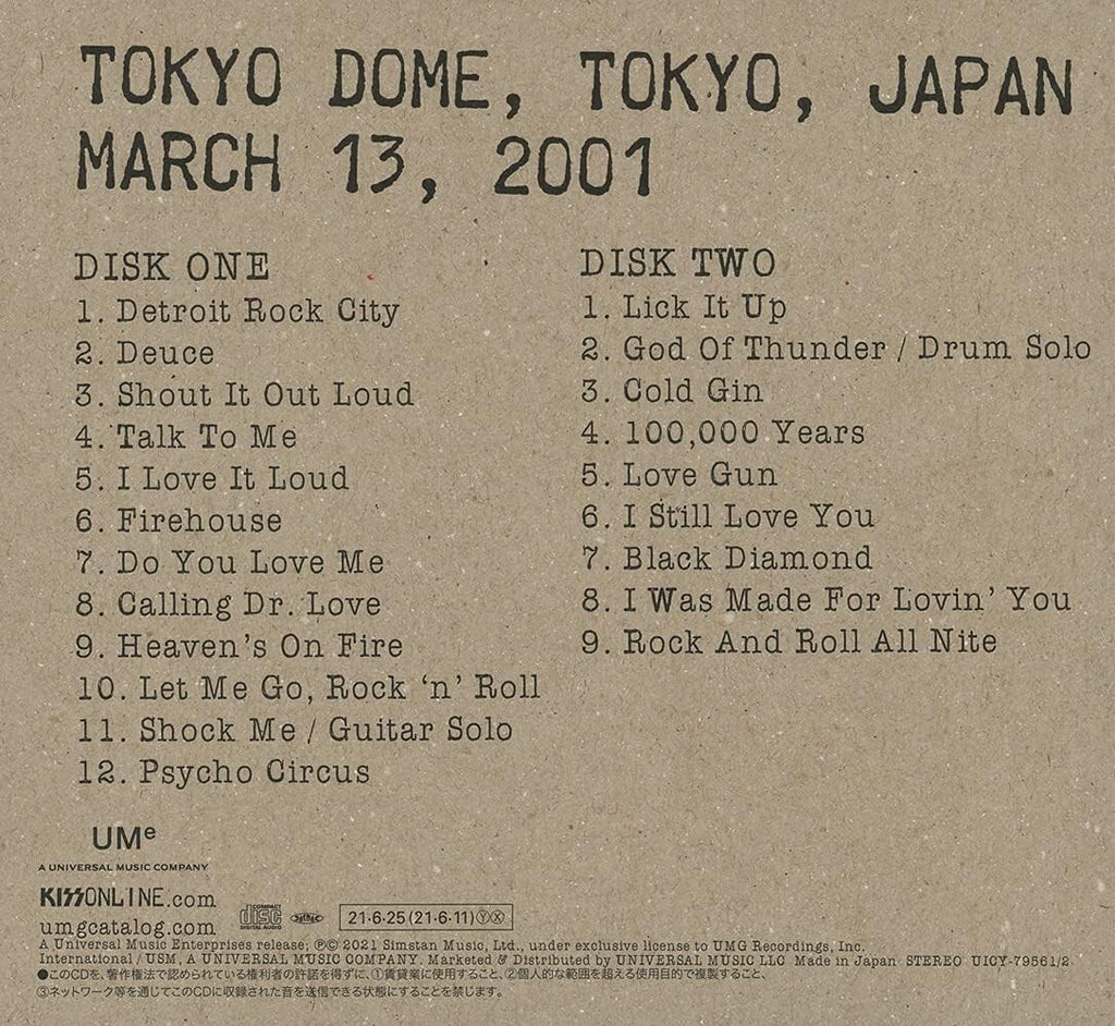 Kiss Live 2SHMCD Off The Soundboard Tokyo 2001 Paper Slv. OBI NEW