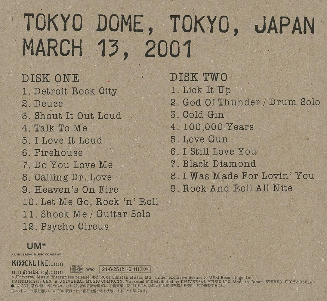 Kiss Live 2SHMCD Off The Soundboard Tokyo 2001 Paper Slv. OBI NEW