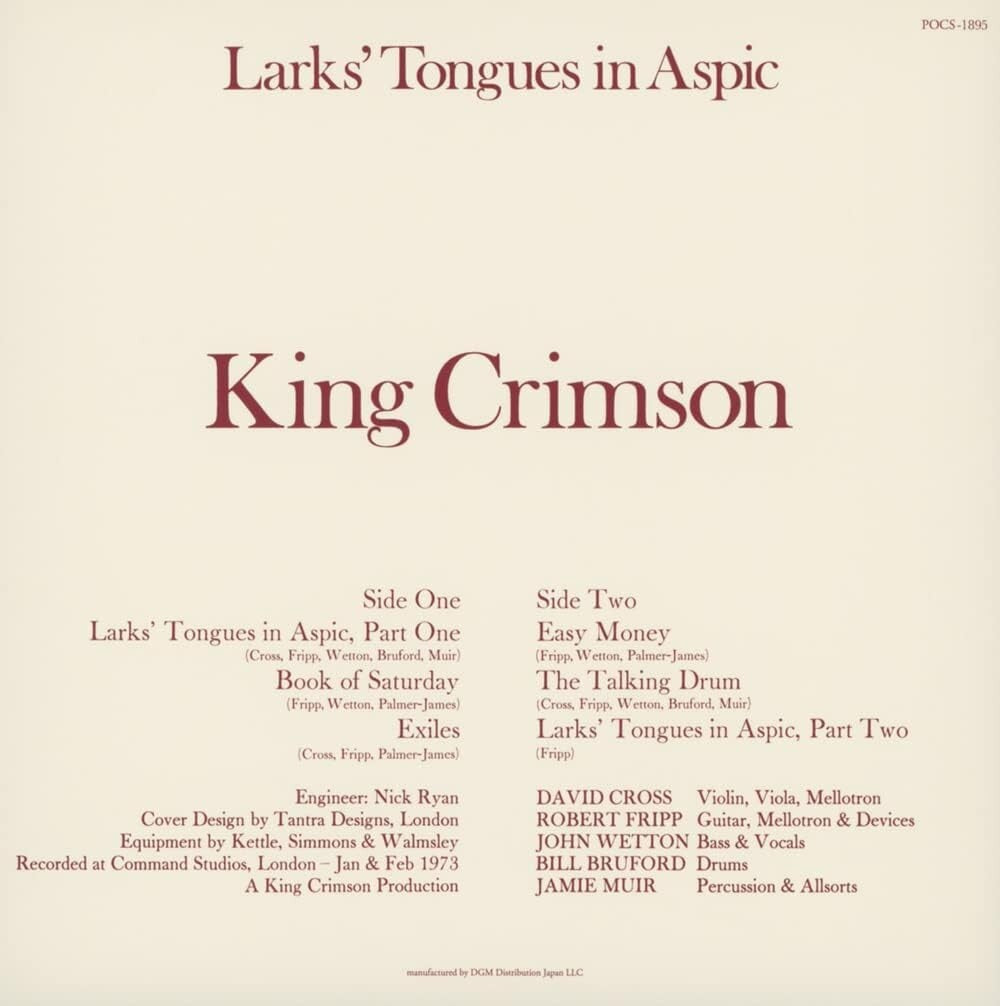 New KING CRIMSON LARKS’ TONGUES IN ASPIC WITH BONUS TRACKS  JAPAN MINI LP SHM CD