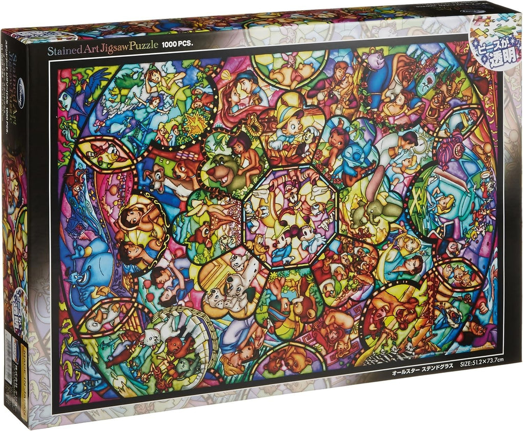 Disney Stained Art Jigsaw Puzzle[1000P] All Stars Stained Glass NEW