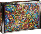 Disney Stained Art Jigsaw Puzzle[1000P] All Stars Stained Glass NEW