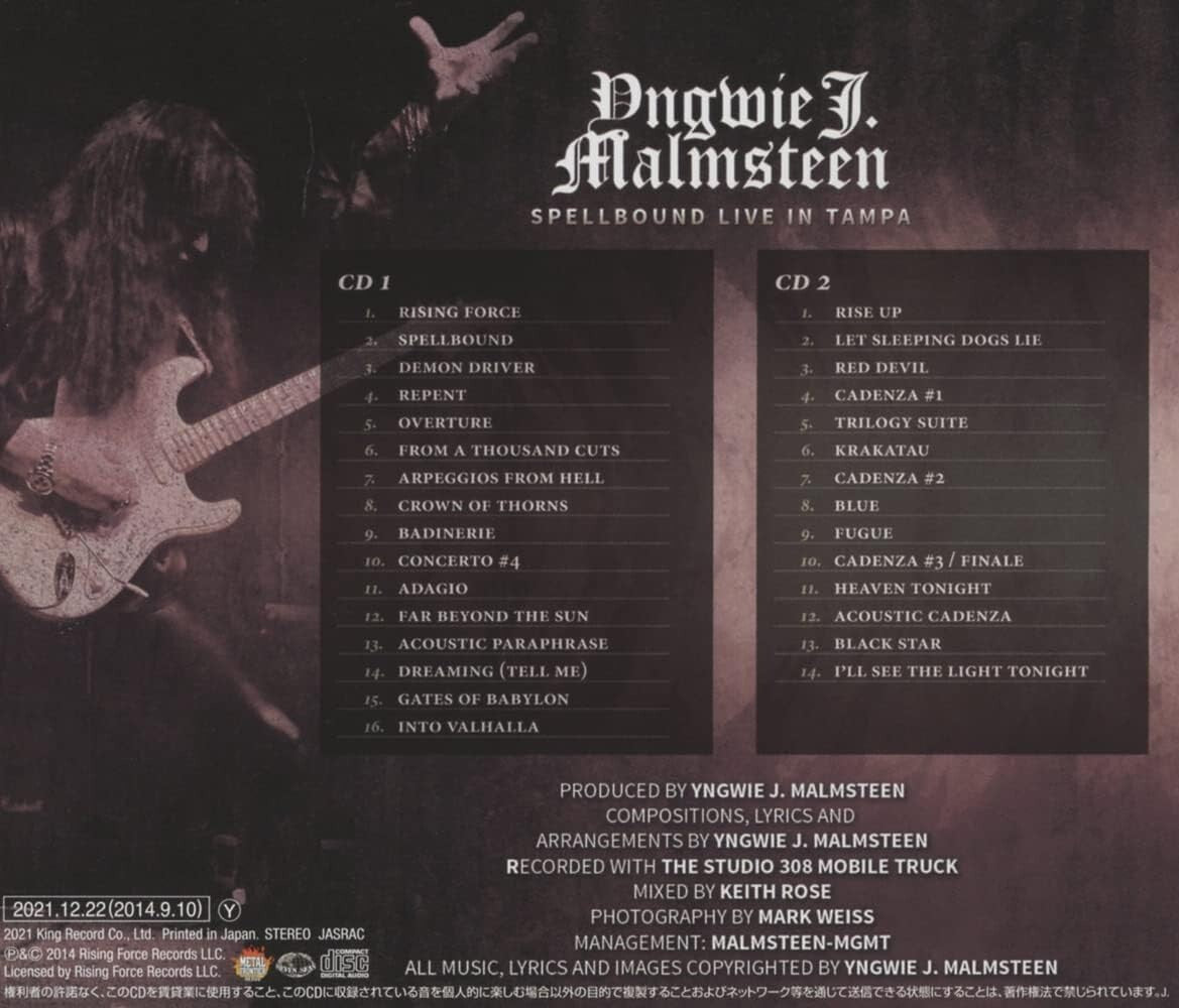 New YNGWIE J.MALMSTEEN-SPELLBOUND LIVE IN TAMPA-JAPAN 2 CD