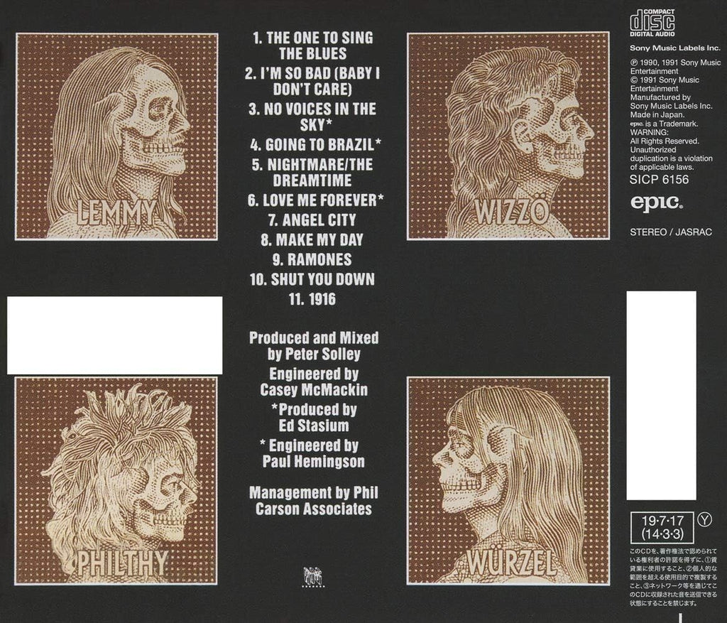 CD Motorhead  1916 2 Bonus Tracks Japan OBI