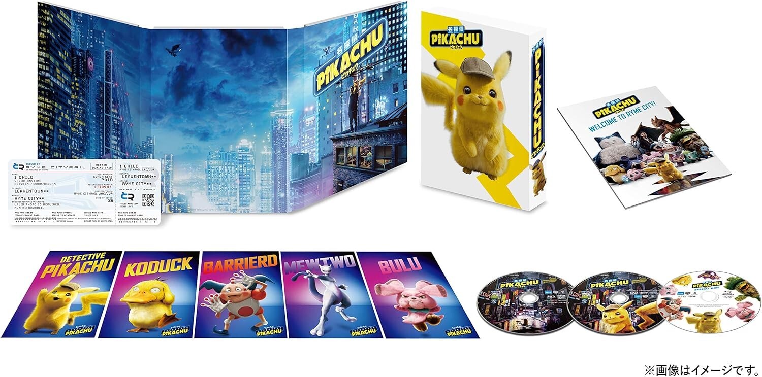 Detective Pikachu Deluxe Edition 2 Blu-ray DVD Booklet Post Card Japan NEW