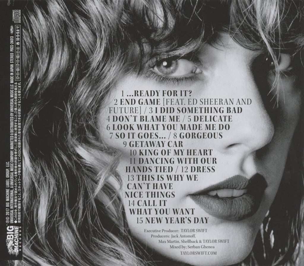 Taylor Swift CD Reputation Incl. 2-Sided Poster Japan NEW