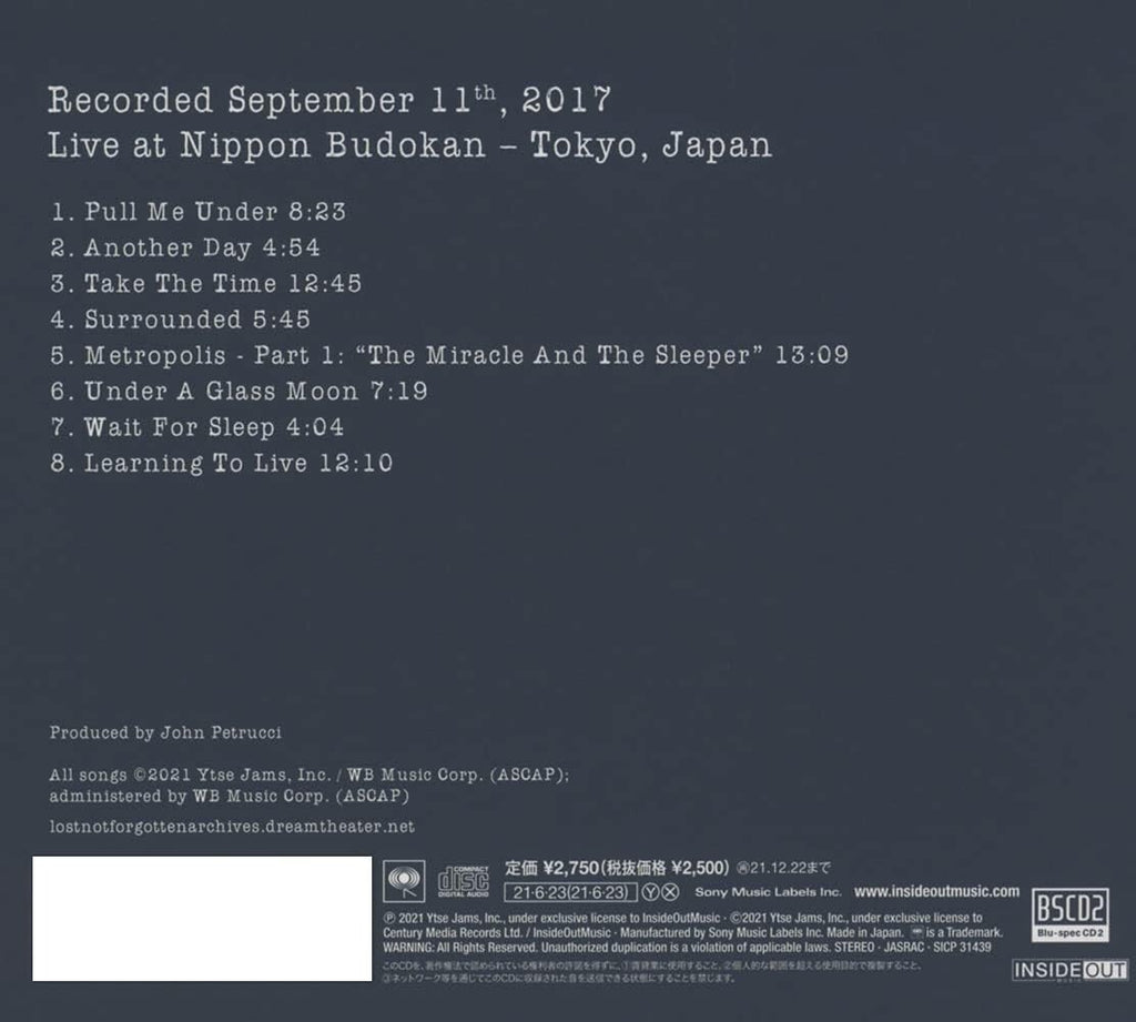 DREAM THEATER LOST NOT FORGOTTEN ARCHIVES IMAGES AND WORD JAPAN BLU-SPEC CD New