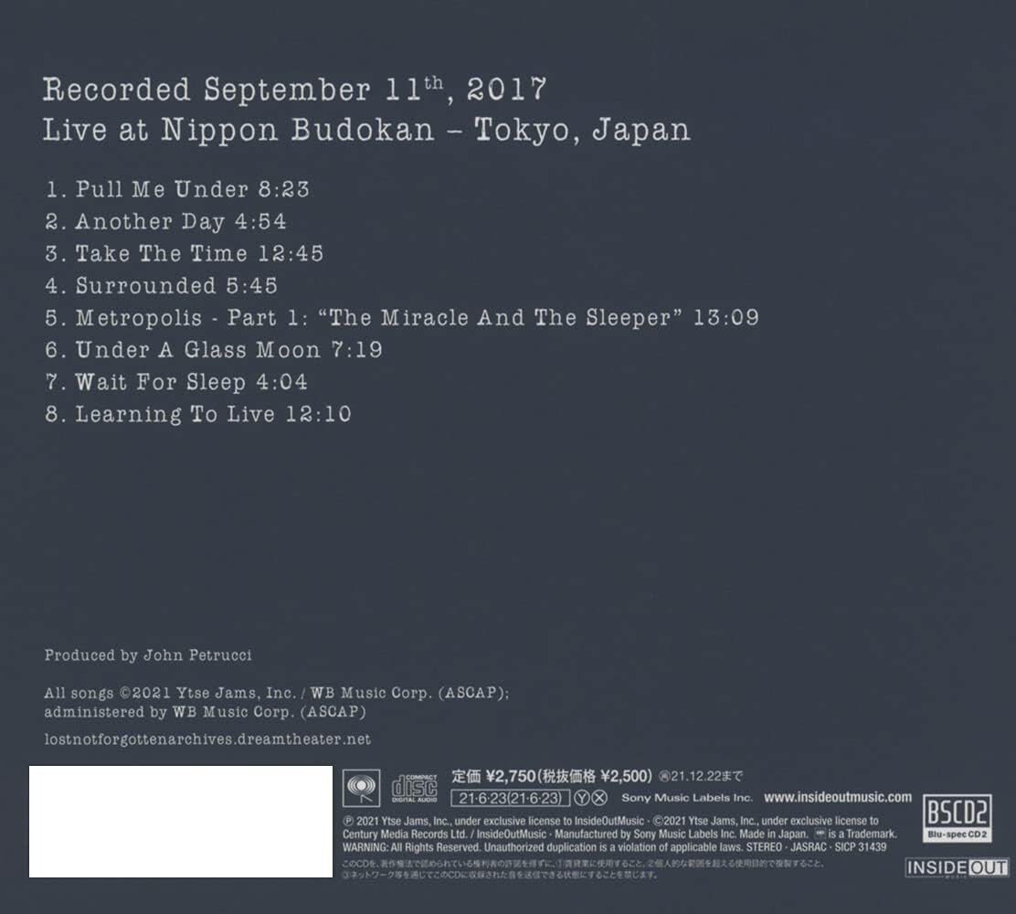 DREAM THEATER LOST NOT FORGOTTEN ARCHIVES IMAGES AND WORD JAPAN BLU-SPEC CD New