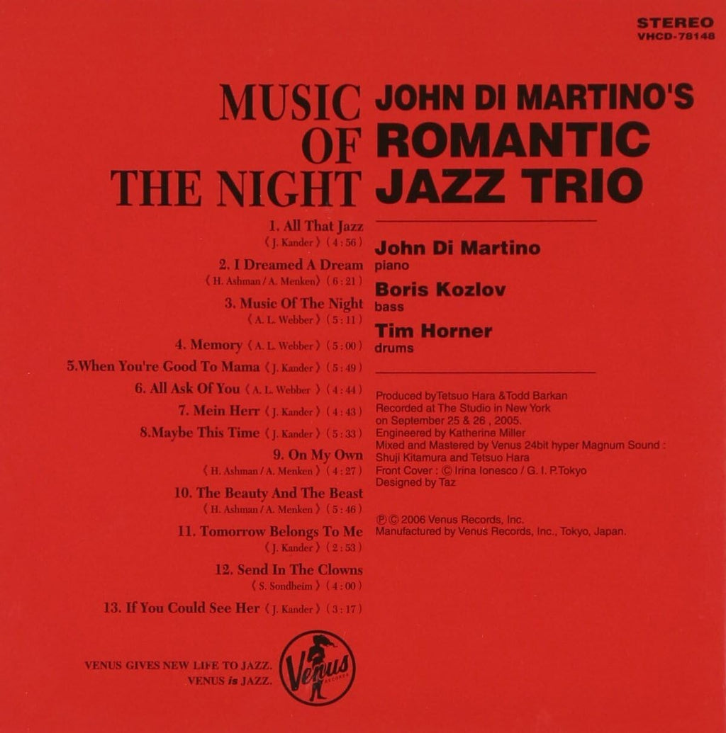 John Di Martinos Romantic Jazz Trio CD Music Of The Night Slv. NEW