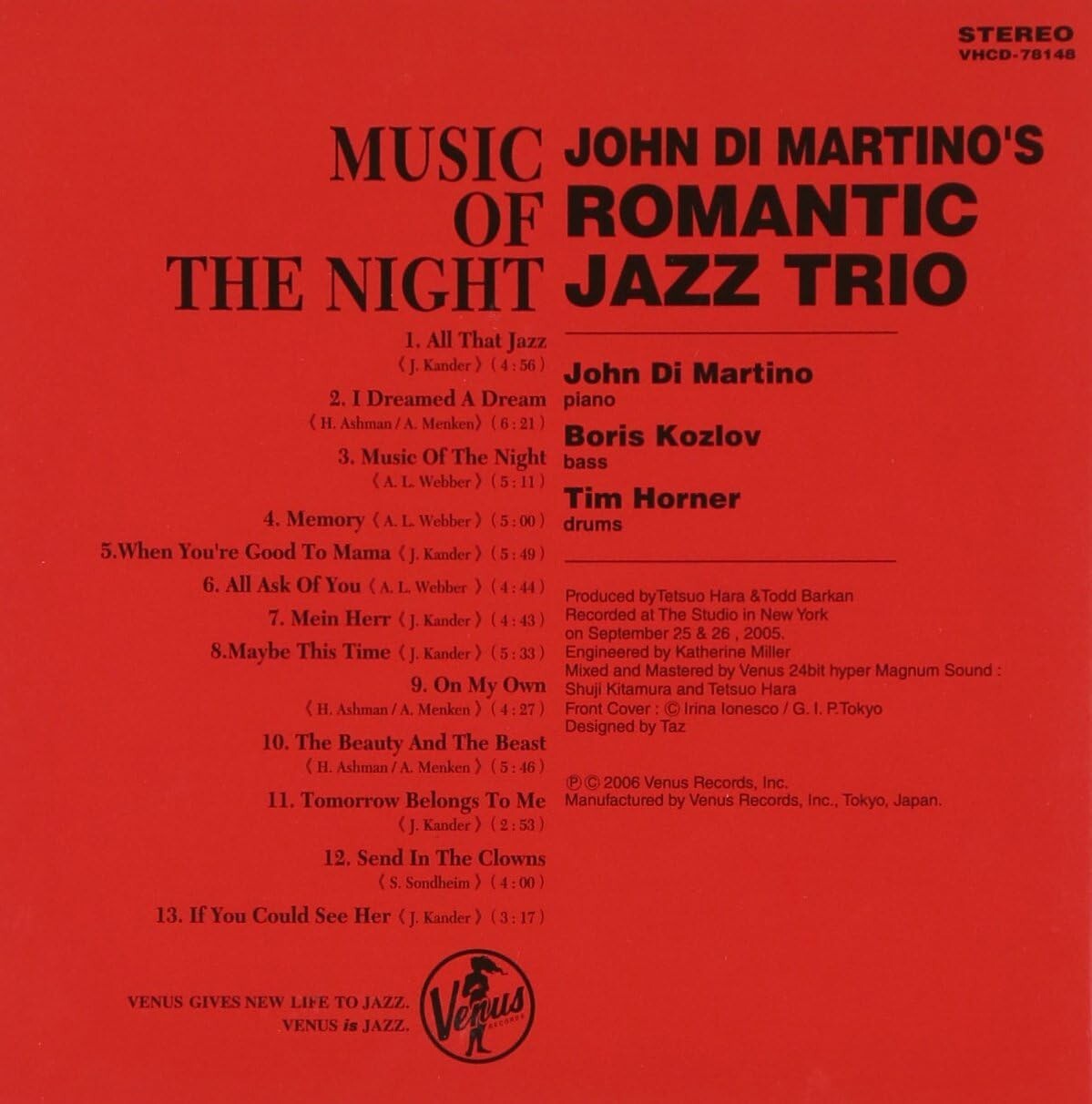John Di Martinos Romantic Jazz Trio CD Music Of The Night Slv. NEW