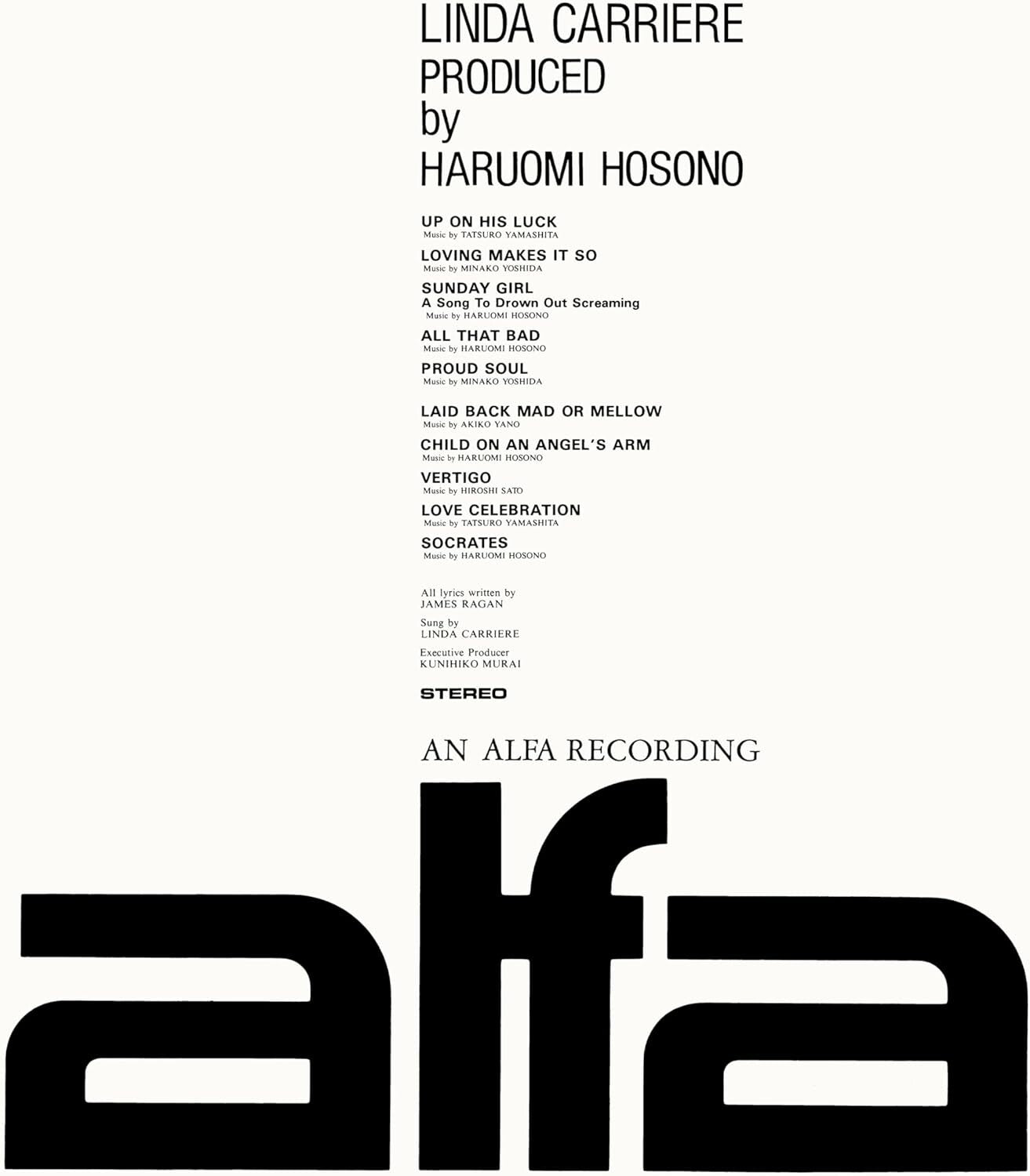 New Linda Carriere/Linda Carriere Hosono Haruomi Prod. Limited Reissu LP
