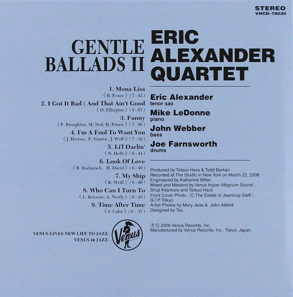 Eric Alexander Quartet Jazz Gentle Ballads II Paper Slv Japan OBI CD NEW